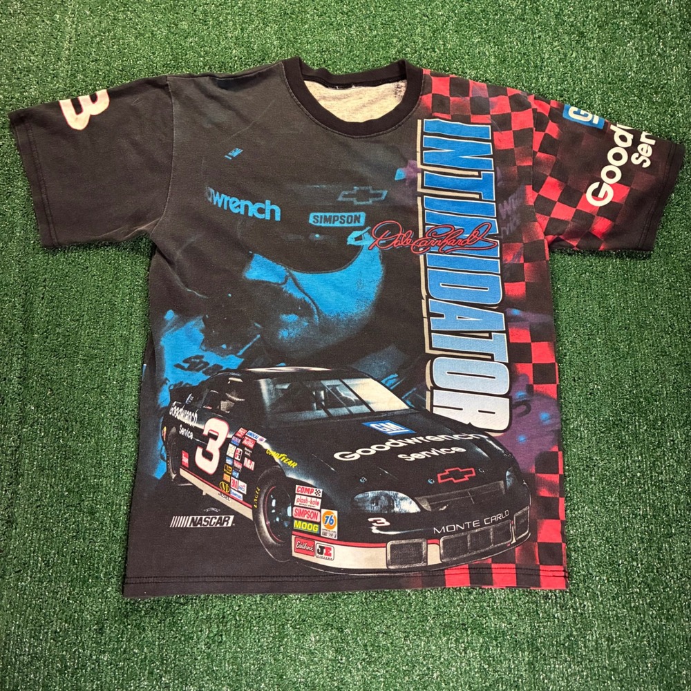 Vintage 90s Dale Earnhardt NASCAR Intimidator AOP T-shirt